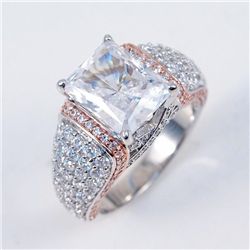 Creation Diamond Ring 5.50Carat 18k W-R/g Overlay