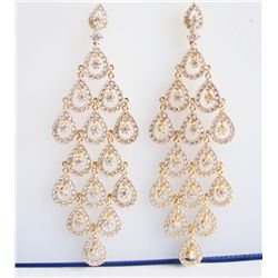 Creation Diamond  Earring 7.40Ct 18k Y/g Overlay