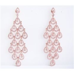 Creation Diamond  Earring 7.40Ct 18k R/g Overlay