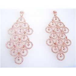 Creation Diamond  Earring 7.20Ct 18k R/g Overlay