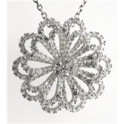 Creation Dia: Flower Pendant 1.25Ct 18k W/g Over