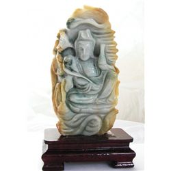 Chinese Jade Guanyin with  Wood Stand