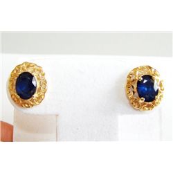 Natural Blue Sapphire Earrings 2.72Ct 14k Y/g
