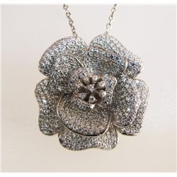Ceartion Diamond Flower Pendant 3.87Ct18kW/g Over