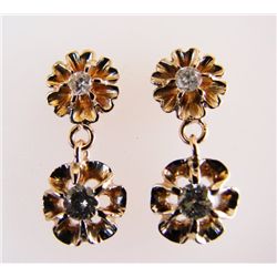 Diamond Flower Dangle Earring .60Ct 14k Y/g