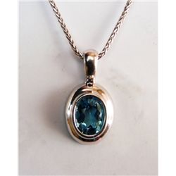 Swiss Blue Topaz Pendant 2.45Ct 14k W /g