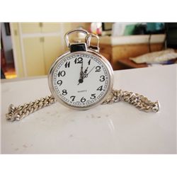 Pocket Watch Quartz Stainless 14" Chain
