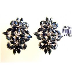 Natural Sapphire Earrings 10.88Ct 18k W/g Overlay