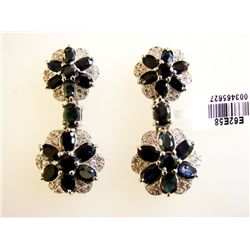 Sapphire&Creation Diamond Earr 19.25Ct 18k W/g Overlay