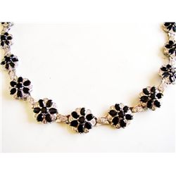 Sapphire&Creation Diamond Necklace 102.03Ct18k W/g Over