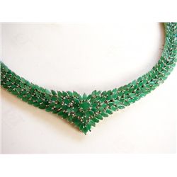 Natural Emerald Necklaces 45.10Ct 18k W/g Overlay