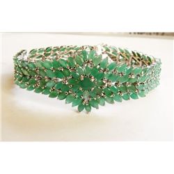 Natural Emerald Bracelet 38.15Ct 18k W/g Overlay