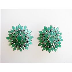 Natural Emerald Earrings 16.20Ct 18k W/g Overlay