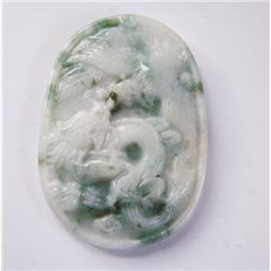 Natural green jadeite jade Dragon and Phoenix JBA-2B