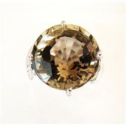 Smoky Topaz Creation Dia Ring 11.18Ct 18k W/g Overlay