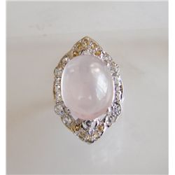 Rose Quartz-W/ Topaz-Citrine Ring 16.76Ct 18kW/g Over