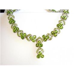 Peridot Necklace 105.00 Ct 18k W/g Overlay 925 Silver