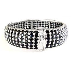 Sapphire Bangle 36.39Ct 18k W/g Overlay 925 Silver