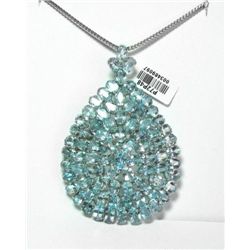 Blue Topaz Pendant 53.9018k W/g Overlay 925 Silver