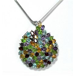 Multi-Colored Pendant 30.0018k W/g Overlay 925 Silver