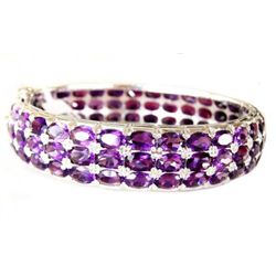 Natural Gem: Amethyst Bangle 126.02 18k W/G Overlay 925