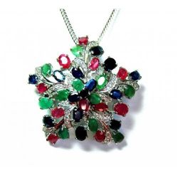 Natural Gems Multicolor Pendant 15.02 Carat 18k W/g Ove