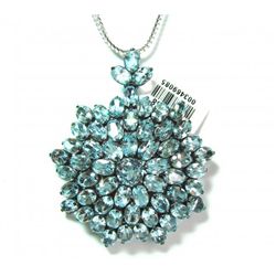 Blue Topaz Pendant 48. 8k Color Antuque Overlay 925