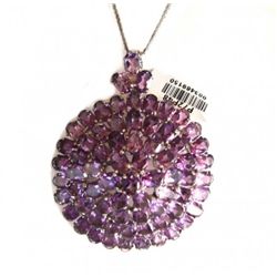 Natural Gem: Amethyst Pendant 41.06 18k W/G Overlay 925