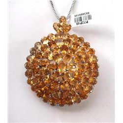Gem: Citrine Pendant 50.Carat 18k W/G Overlay 925