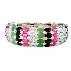 Natural Gem: Mullti-Color Bangle 64.Carat 18k W/g Overl