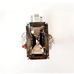 Smoky &Sapp Creation Dia Ring 17.65Ct 18k W/g Overlay