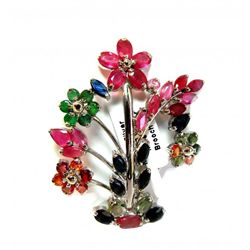 Natural Gems Multicolor Brooch 7.10 Carat