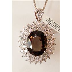 Smoky,Creation Diamond Pendant 9.41Ct 18k W/g Overlay