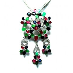 Natural Gems Multicolor Pendant 18.4 Carat
