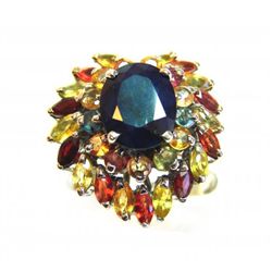 Natural Gems Multicolor Ring 4.25 Carat 18k W/g Overlay