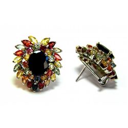 Natural Gems Multicolor Earrings 8.30 Carat 18k W/g Ove