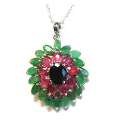 Natural Gems Multicolor Pendant 6.12Carat 18k W/g Overl