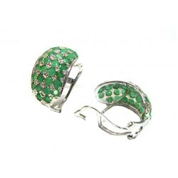 Natural Emerald Earrings 3.20Ct 18k W/g Overlay 925