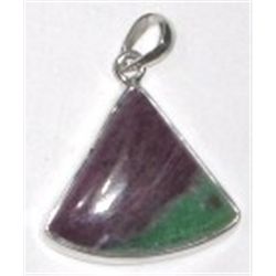 STERLING SILVER .925 RUBY ZOISITE BEAUTIFUL LARGE TRILLIANT SHAPE PENDANT TOTAL WEIGHT IS 8.76 GRAMS