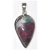 STERLING SILVER .925 RUBY ZOISITE BEAUTIFUL LARGE TEAR DROP SHAPE PENDANT TOTAL WEIGHT IS 6.70 GRAMS