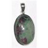 STERLING SILVER .925 *RUBY ZOISITE* BEAUTIFUL LARGE OVAL SHAPE PENDANT TOTAL WEIGHT IS 7.28 GRAMS!!