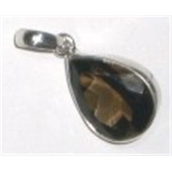 STERLING SILVER .925 *SMOKY TOPAZ* BEAUTIFUL LARGE TEAR DROP SHAPE PENDANT TOTAL WEIGHT IS 3.98 GRAM