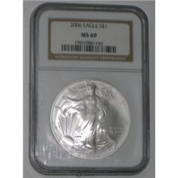 2006 CERTIFIED 1oz SILVER EAGLE *CERTIFIED BY NGC MS-69*!! SILVER EAGLE CAME OUT OF SAFE!!