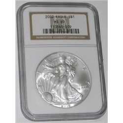 2002 CERTIFIED 1oz SILVER EAGLE *CERTIFIED BY NGC MS-69*!! SILVER EAGLE CAME OUT OF SAFE!!