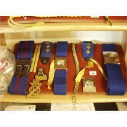 Collection of military belts and braid, mainly Wessex regiment, plus brass chin strap £30 - 50...