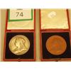 Image 1 : Pair of Victorian medallions, one solid silver the other mint condition, cased £60 - 80...