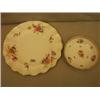 Image 1 : Royal Crown Derby handpainted scalloped edged plate, approx. 9" wide and small handpainted dish m...