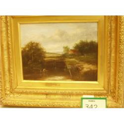 Framed 19th century oil on panel entitled 'View near Staplehurst Kent' signed by Patrick Nasmyth,...
