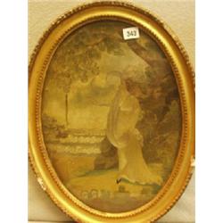 18th century oval silk work picture £400 - 500...