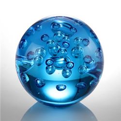 ART GLASS BLUE BUBBLE SPHERE 3" DIA